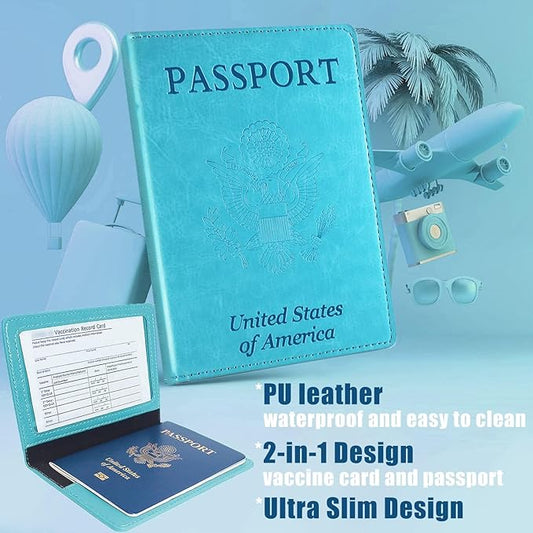 Sizobi Leather Passport Holder - Covers Case With Card Slot, Luggage Tag, International Travel Essentials for Women & Men, Cruise Ship Must-Haves, Travel Gifts