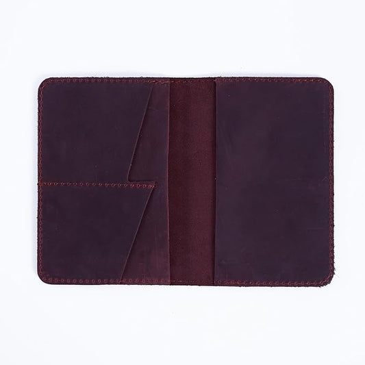 INCARNE Passport Cover - Travel Passport Wallet - Leather Passport Holder for Men Women Family with Card Slots & Note Compartmen - Sleeve Protector - Genuine Leather - Vintage Burgundy