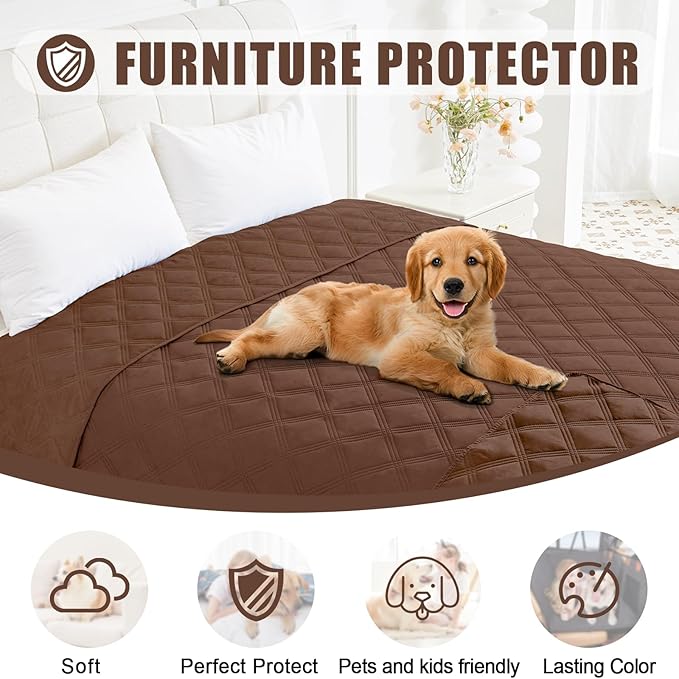 Smiry Waterproof Dog Bed Cover Blanket 40x80, Soft Reversible Pet Blanket, Washable Leakproof Cats Dogs Couch Cover for Sofa, Couch, Furniture, Lattice, Brown/Brown