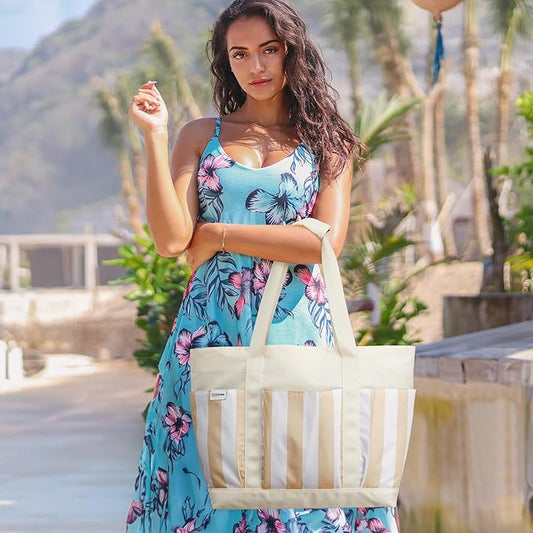 G4Free Beach Bag,Waterproof Beach Tote Pool Bags for Women,Compatible with Stanley Cup,Foldablefor Weekender Travel