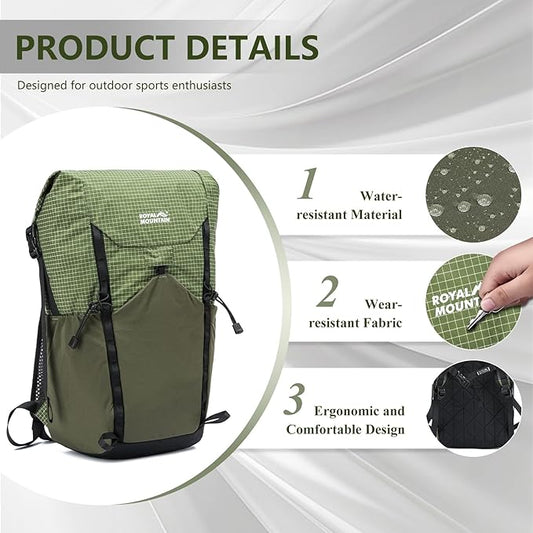 20l Hiking Backpack For Women&Men, Water Resistant Daypack Backpacks, Foldable & Packable Hiking Backpack, Lightweight Small Daypack For Travel Camping (Green)