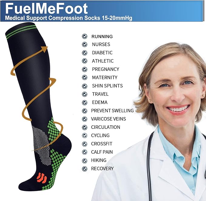 FuelMeFoot 3 Pack Copper Compression Socks - Compression Socks Women & Men Circulation - Best for Medical,Running,Athletic