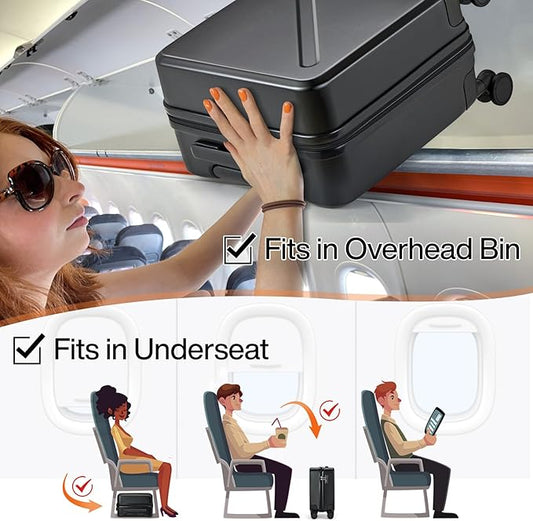 MILADA 16 Inch Underseat Carry On Luggage With Wheels Small Suitcase Underseat Carry On Bag Hard Case Luggage With TSA Approved Luggage Mini Travel Luggage Personal Item, Black