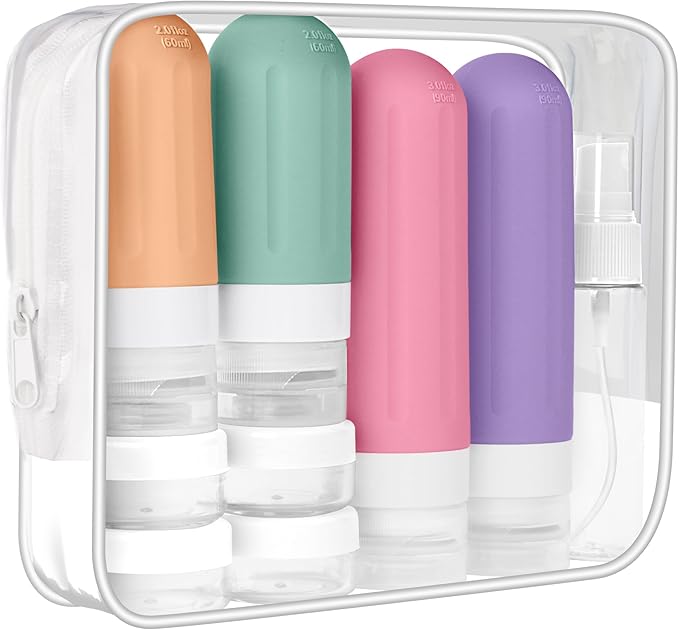 Landisun Travel Size Toiletries Essentials Bottles 18Pack Containers Travel-Essentials Leak Proof (Green)