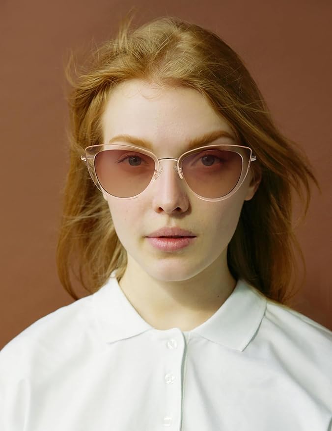 FAA'N Retro Big Frame Cat Eye Polarized Sunglasses Women with Spring Hinge