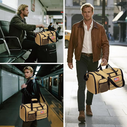 Tactical Duffle Bag For Travel Expandable 52L Large Duffle Bag For Men Gym Duffel With Wet Pocket Multi-Functional Carry On Bags Weekender Overnight Bag Organizer Duffel Bag For Travel