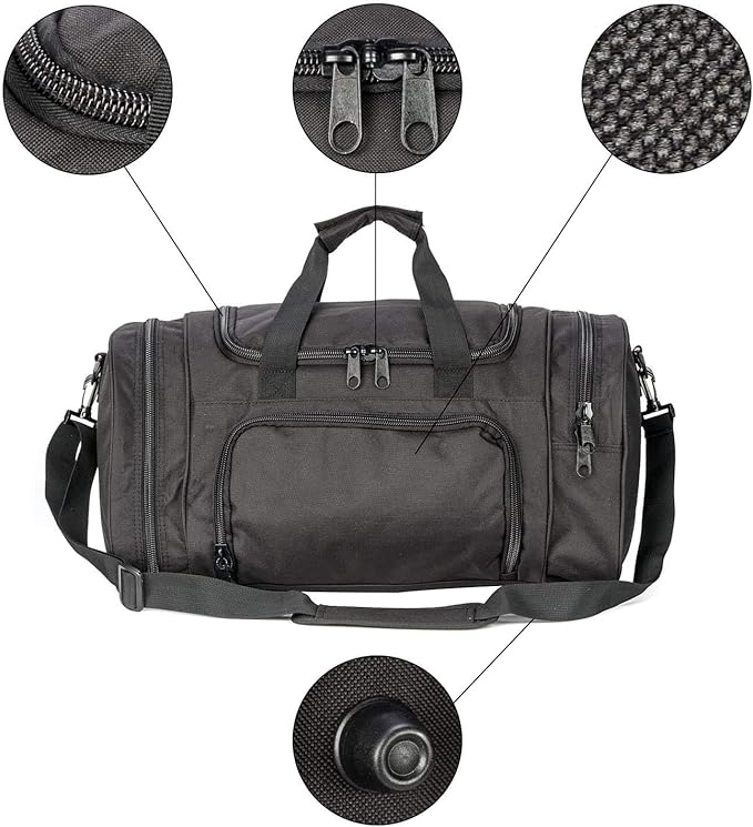 Gym Bag Duffle Bags for Men Women with Shoes Compartment Sport Weekend Travel Overnight Carry On Bag for Tactical Military Travel Work Out Bags (Black)