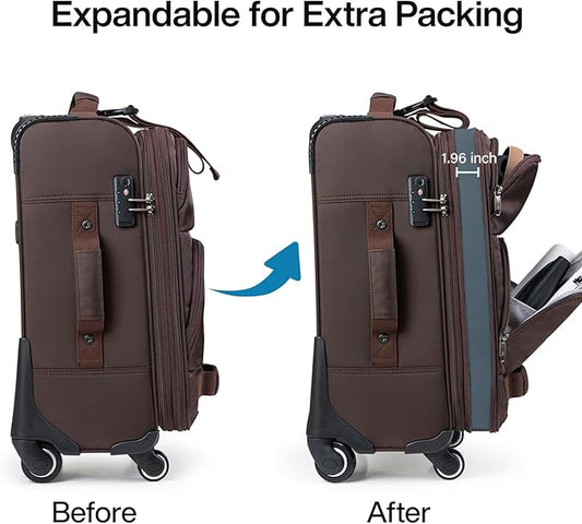 Hanke 28 Inch Softside Expandable Luggage with Spinner Wheels,Check Large Luggage Rolling Suitcase Travel Luggage with TSA Approved,Coffee