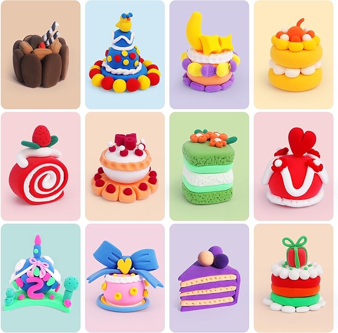 Air Dry Clay for Kids, 12 Boxes Modeling Clay Kit, DIY Molding Clay with Sculpting Tools and Tutorial, Ultra Light, Safe & Non-Toxic, Arts and Crafts Toys Birthday Christmas Gifts for Boys Girls