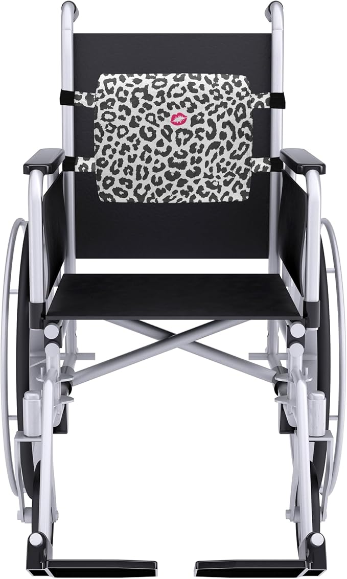 Ambesonne Savannah Lumbar Back Support Pillow, Leopard Cheetah Animal Print Kiss Shape Lipstick Mark Dotted Trend Art, High Density Foam for Office Chairs Car Seats, 14" x 13", Grey Pink