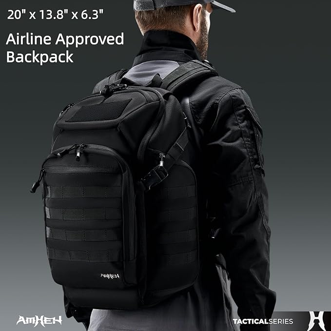 32L Military Tactical Backpack - Rugged Molle Assault Pack Fits 17 Inch Laptop for Survival Hiking Outdoor Travel Work (Black)