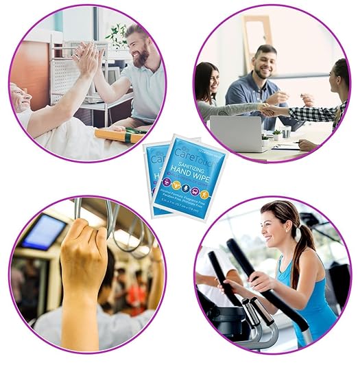 Care Touch Hand Sanitizer Wipes – 440 Individually Wrapped Packets (Box of 4, 110 Wipes Each)