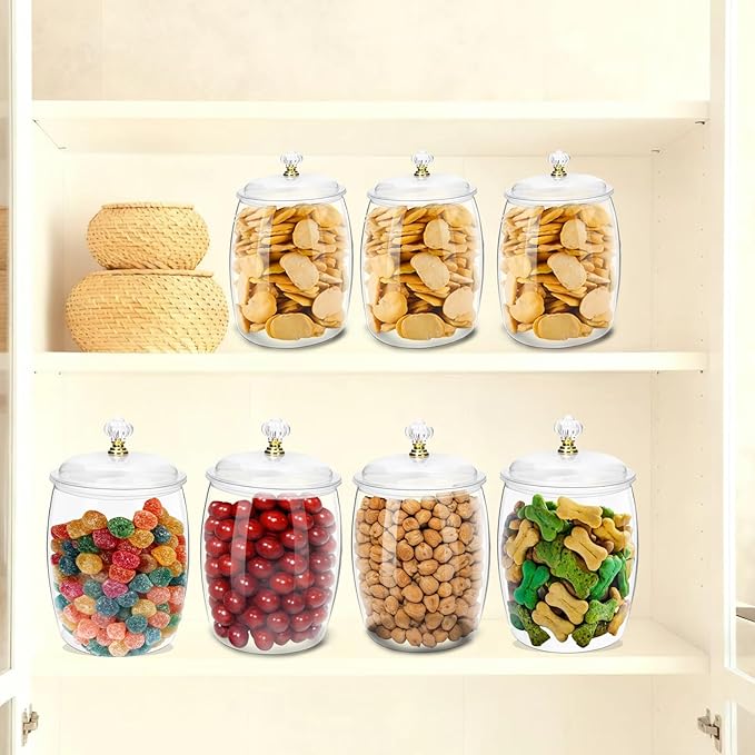 Wtyouesm 8 Pack Airtight Plastic Candy Jars with Locks, Clear 64 oz Cookie & Snack Storage Containers - Leakproof, Kitchen Pantry Organization for Home, Wedding, Bathroom Decor