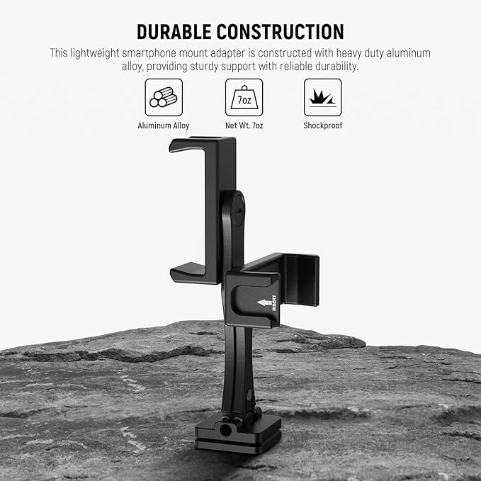 NEEWER Metal Phone Tripod Mount Adapter with Arca QR Base, 360° Rotatable Dual Cell Phone Clip Clamp Holder with 4 Cold Shoes Compatible with iPhone Samsung for Vlog Live Stream Video Recording, SP-08