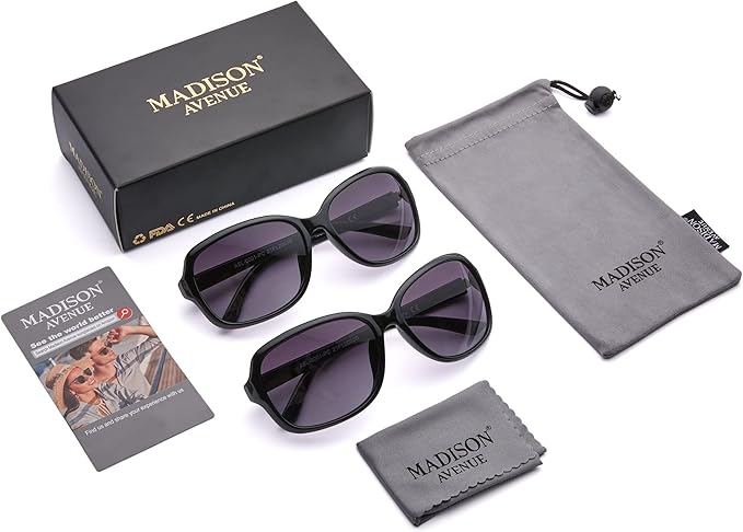 Madison Avenue 2 Pack Classic Vintage Sunglasses for Women Men,Fashion Sun Shades Glasses with UV400 Protection