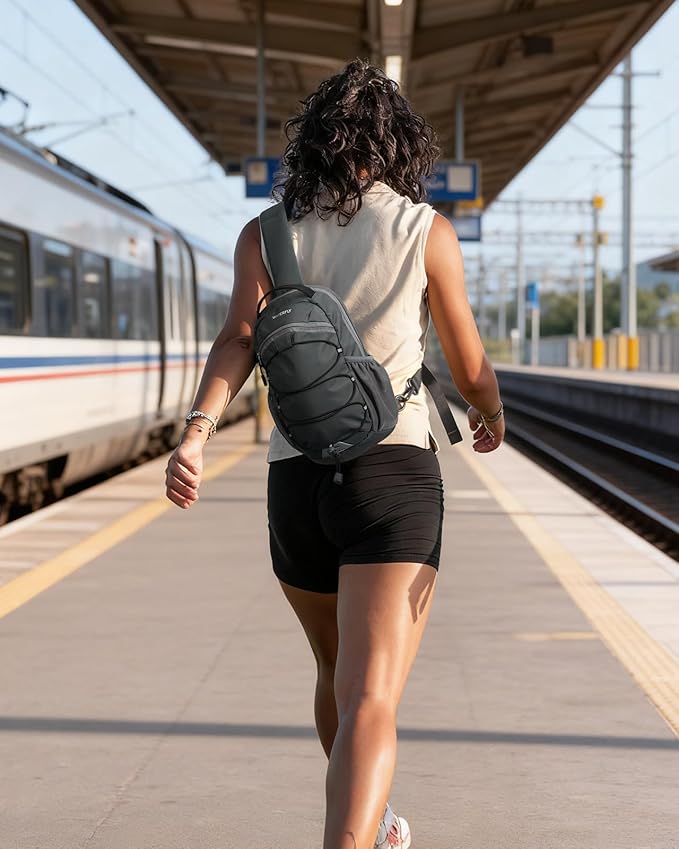 WATERFLY Small Crossbody Sling Bag: RFID Blocking Anti Theft Sling Backpack Chest Bag Travel Hiking Daypack Man Woman