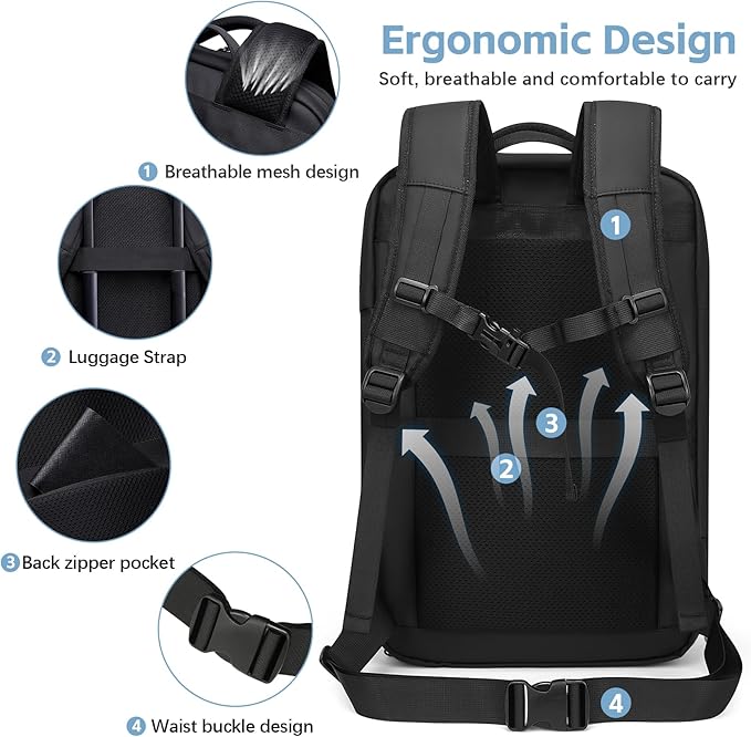 Vacuum Compression Backpack for Travel, 47L Expandable Backpack with Pump, 17 inch Laptop Backpack Luggage Flight Approved with Vacuum Compression System