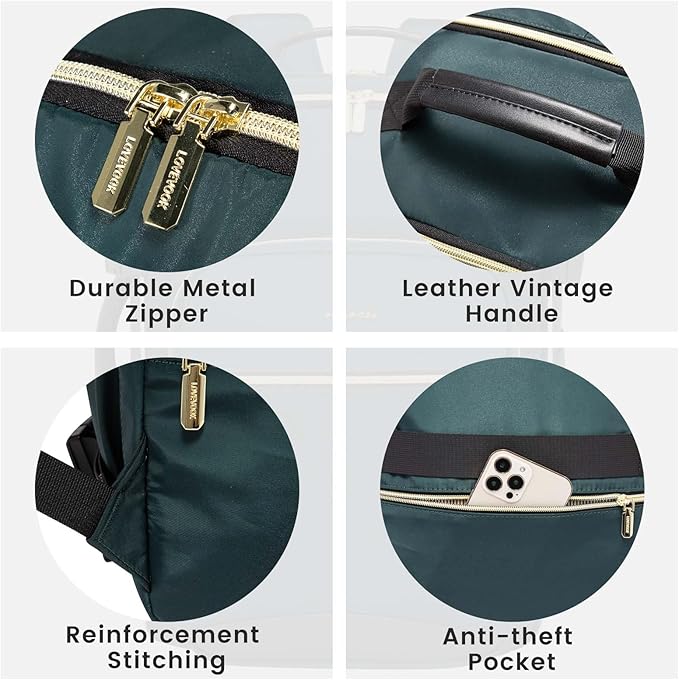 LOVEVOOK 40L Large Travel Backpack for Women Men, 17 Inch Carry on Backpack for Traveling on Airplane, Personal Item Travel Bag Airline Approved, Business Causal Weekender Backpack, Green-Black