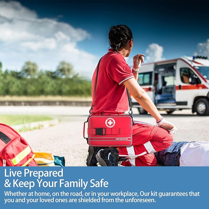 Comprehensive First Aid Kit for Home, Premium Emergency Trauma Kits with Shoulder Strap for Car Camping Gear, Waterproof Survival Kit, Home Essentials, Outdoor Emergency Medical Supplies -324 Piece