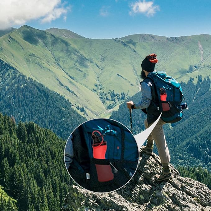 E-Senior Collapsible Water Bottle BPA Free - Foldable Water Bottle for Travel Sports Bottles with Triple Leak Proof Lightweight 17oz (Upgraded Fire Red)