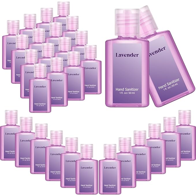 Frienda 24 Pcs Hand Sanitizer Bulk Lavender Gel Scented Hand Sanitizer Travel Size for Christmas Stocking Stuffers Women Men Teacher Nurse Employee Coworker Office Gifts Homeless Care Package Supplies