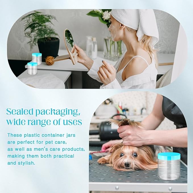 SATINIOR 12 Pack 16 oz Plastic Container Jars with Lids Round Clear Travel Cosmetic Container Slime Jars for Toiletries, Lotion, Cream, Ointments, Makeup, Rhinestone, Samples, Kitchen Storage(Blue)