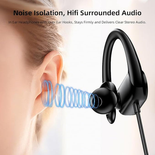 USB C Headphones Over Ear Buds for Samsung S25 FE S24 Ultra,Hifi Deep Bass Stereo In-Ear Noise Isolation Wired Earbuds,Type C Earphones with Ear Hook for iPhone 17 Pro 16 15,USB-C Headset for iPad A16