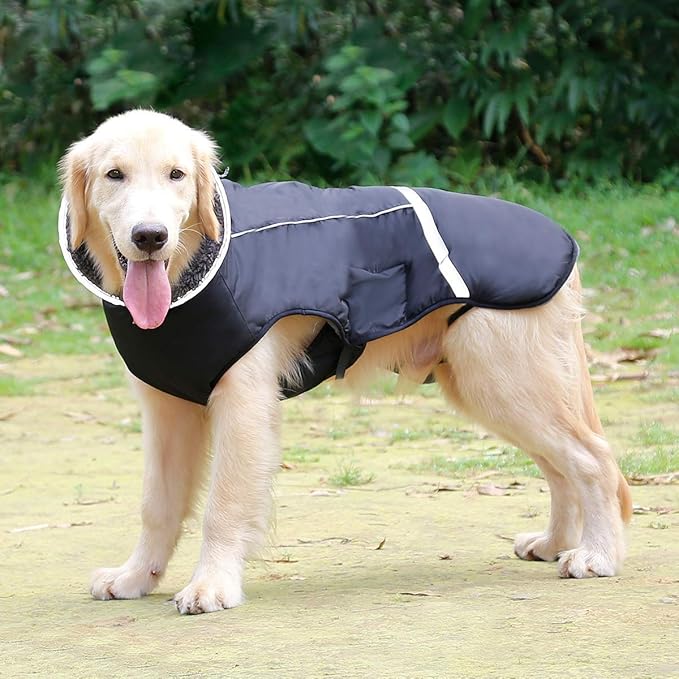 QBLEEV Warm Reflective Dog Jacket, Waterproof Winter Coat With Turtleneck for Cold Weather, Thick Fleece Snowsuit Christmas Vest Pet Apparel for Small Medium Large Dogs XL