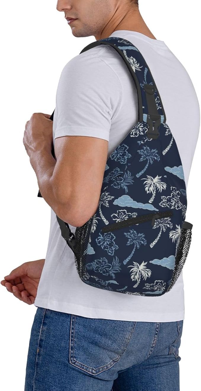 Hawaii Tropical Palm Sling Backpack Crossbody Bag Casual Chest Bags Travel Hiking Daypack Shoulder Bag for Women Men
