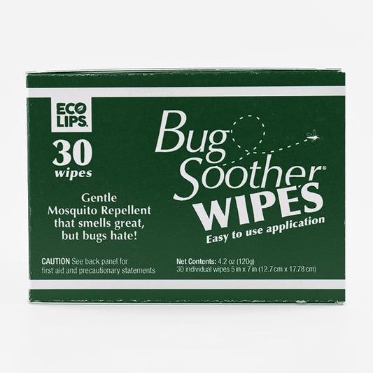 Bug Soother Wipes (30 ct) - Natural Insect, Gnat and Mosquito Repellent & Deterrent - 100% DEET-Free Safe Bug Wipes for Adults, Kids, & Pets - Made in USA