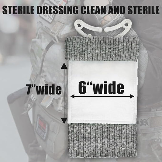 Israeli Style Emergency Bandage Version A - 6 Inch, Sterile Vacuum Sealed - Combat Tactical First Aid Kit IFAK Supplies - Compression Trauma Wound Dressing, 2 Count