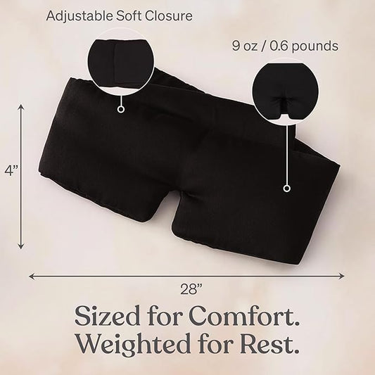 Baloo Silk Weighted Sleep Mask (Black) | Sound-Muffling Blindfold for Deep Sleep | Eye Mask with Amethyst Crystal | Relaxation & Tranquillity Mask