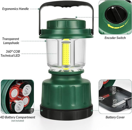 LED Camping Lantern, Water Resistant Emergency Light for Power Outage, Hurricane, Hiking