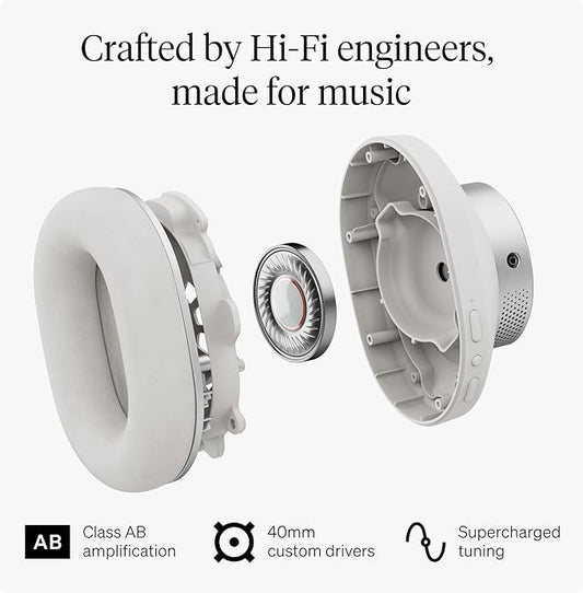 Cambridge Audio Melomania P100 SE Headphones - Bluetooth, Active Noise Cancelling with Hi-Fi Sound, 100 Hour Playback with User Replaceable Battery, Gaming Mode and Carry Case - White