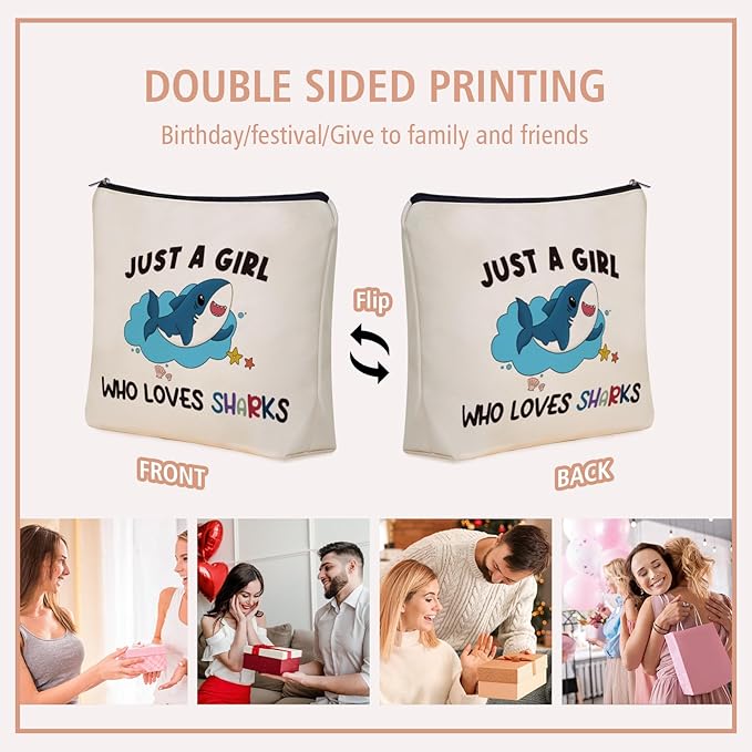 Shark Makeup Bag Graduation Gifts: Sharks Themed Cosmetic & Toiletry Organizer Pouch For Daughters, Sisters, Niece, Mom, Friends,Teen Girls & Women.Ideal Shark Lover Gift For Travel, Birthdays.