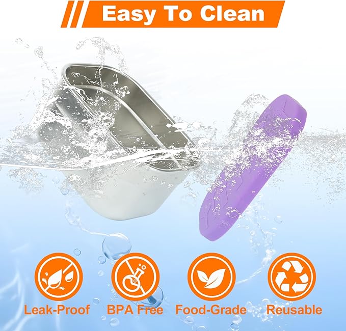 4 Pack Stainless Steel Snack Containers with Lids Set, 8 oz Rectangular Easy Open Leakproof Reusable Snack Box Container for Lunch, Small Lunch Food Containers for Meal Prep, Salad Dressing To Go