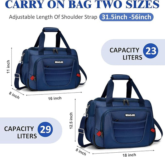 Underseat Carry On luggage Bag Airplanes Personal Item Bags Weekender Overnight Travel Tote Bag Shoulder Small Softside Carry on Luggage Travel Duffel Bags For Men Women -16 IN Navy Blue