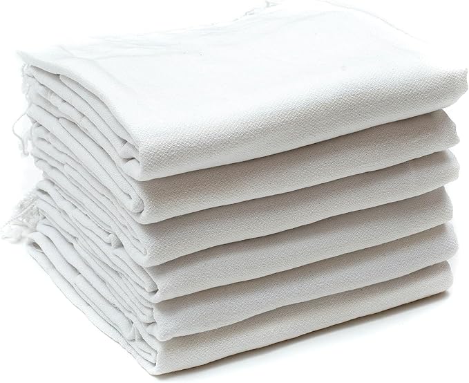 HAVLULAND Turkish Beach Towels| Pack of 6| Oversized White Beach Towel for tie dye Party, Extra Large 72"X40"- Ultra Soft, Quick-Dry, Super Absorbent, Sand Free & Compact, Lightweight Travel Towels