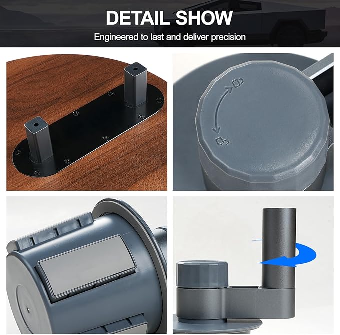 ELECFRESH 360° Rotating Cup Holder Tray Organizer for Car Center Console, Steering Wheel Tray, Detachable Snack/Drink/Phone Holder, Fits for 2025 2026 Tesla Model 3 Y X,Ford F150 Accessories