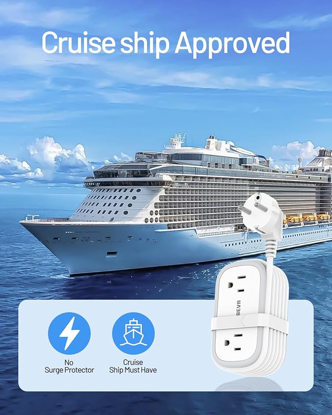 European Travel Plug Adapter, US to Europe Plug Adapter 2 Outlets 3 USB Ports, 5ft Power Cord with USB C Cable, Type E F Plug Adapter for US to Most of Europe Iceland Spain Italy France