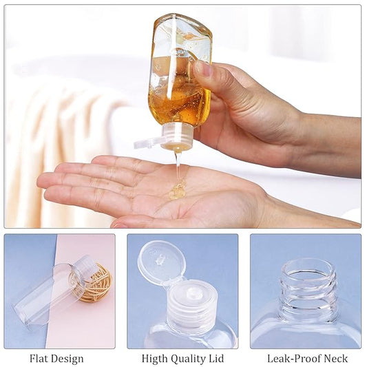 Clear Plastic Empty Squeeze Bottles 9 Pack 3.4oz/100ml with Flip Cap TSA Travel Bottle for Shampoo, Conditioner & Lotion (9 Counts)