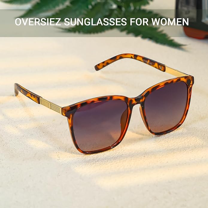 SIPHEW Oversized Square Sunglasses for Women|Lightweight Fashion Sunglasses 100% UV400 Protection|Trendy Mirrored Shade