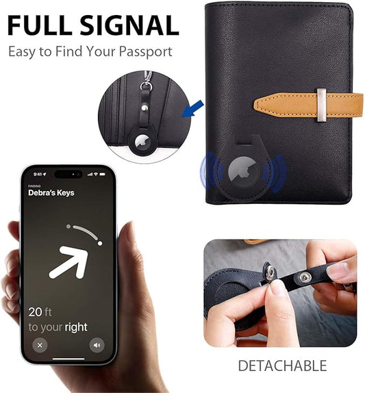 Deziliao Passport wallets, Mulit-purpose RFID Blocking Passport Holder AirTag Wallet, Travel Wallet(Black)