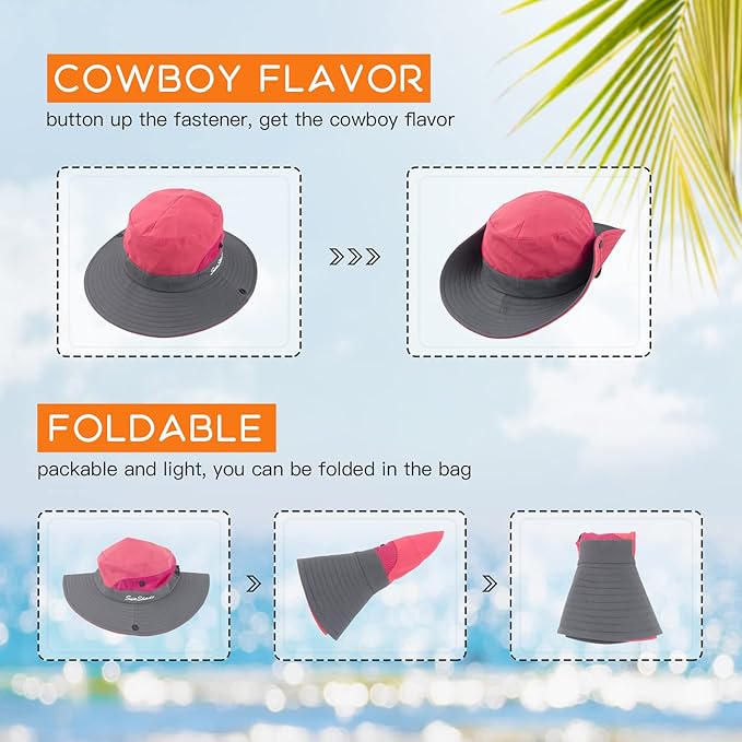 Sun Hats for Women Beach Hat Ponytail Hat Womens Sun Hat with UV Protection Wide Brim