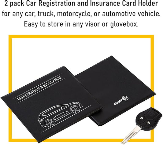 CANOPUS Car Registration and Insurance Holder, Car Document Holder, Vehicle Registration and Insurance Card Holder, Wallet for Auto, Trailer, Motorcycle, Truck, Vehicle Paperwork Organizer (2 Pack)