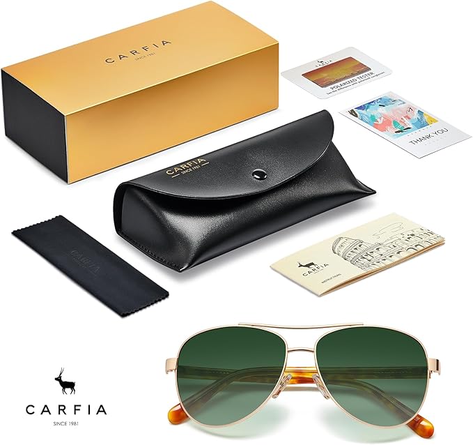 CARFIA Retro Trendy Pilot Sunglasses for Women Polarized UV Protection, Lightweight Outdoor Driving Lady Sunnies Metal Frame