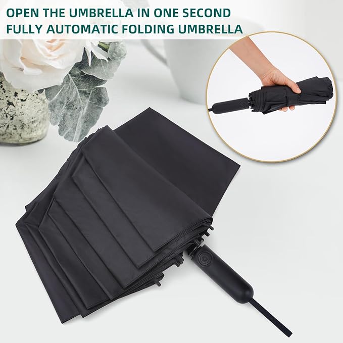 Folding Umbrella Anti-UV Compact Durable Folding Umbrella Auto Open Close Windproof Travel Umbrella Premium Grip Fits Backpack