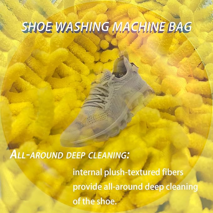 Shoe Washing Machine Bag,Laundry Shoe Bag for Sneaker,Tennis Shoes,Washer and Dryer,Reusable Cleaning Bag for Sock, Delicates,Gym Shoes (Yellow 2pcs)