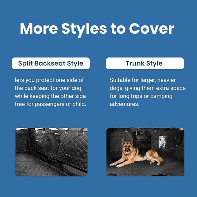 Dog Hammock for Car with Door Protectors, Waterproof, Scratchproof, Split Soft Dog Seat Cover for Back Seat with Mesh Window, Fits SUV/Sedan/Tesla Models (Black)