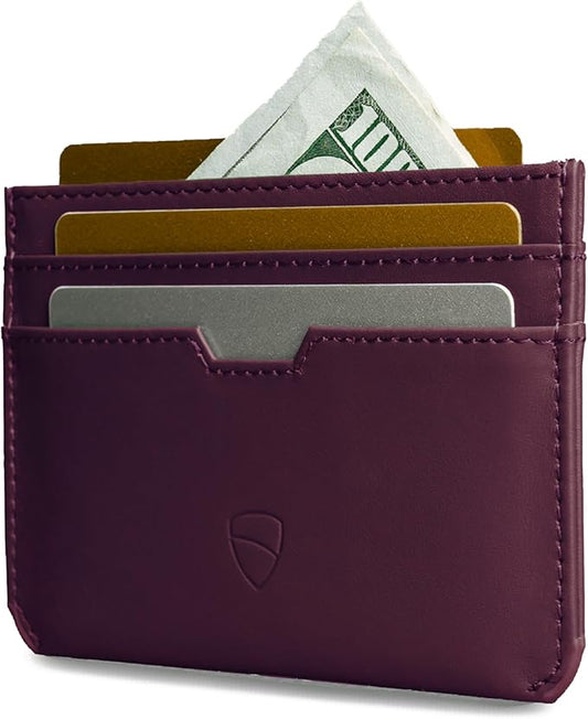 Vaultskin MOORGATE Slim Card Holder - Minimalist Leather Wallet, RFID Blocking Sleeve, Fits Front Pocket, for Men and Women